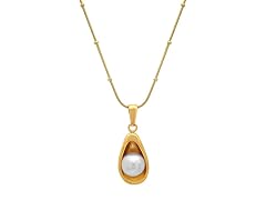 18K Gold Plated Pendant with Pearl