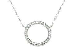 Sterling Silver Pave Open Circle Necklace