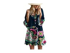 Opemiby Womens Flowy Boho Mini Dress
