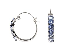 Sterling Silver Tanzanite Oval Stone Hoop Earring