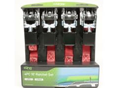 Cling Straps 4pc 10' Nylon & Metal Cargo Tie Downs