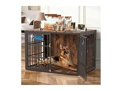 Tiovo 47 Inch Antique Walnut Dog Crate