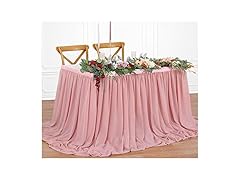 QueenDream Dusty Rose 6ft Table Skirt for Rectangle Table
