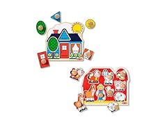 Melissa & Doug Wooden Jumbo Knob Puzzle 2-Pack