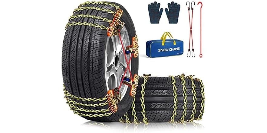 8 Pack Tire Snow Chains for Cars- Tire Width 195-265mm
