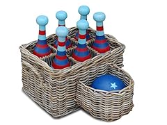 7 pc Wooden Bowling Set w/Basket