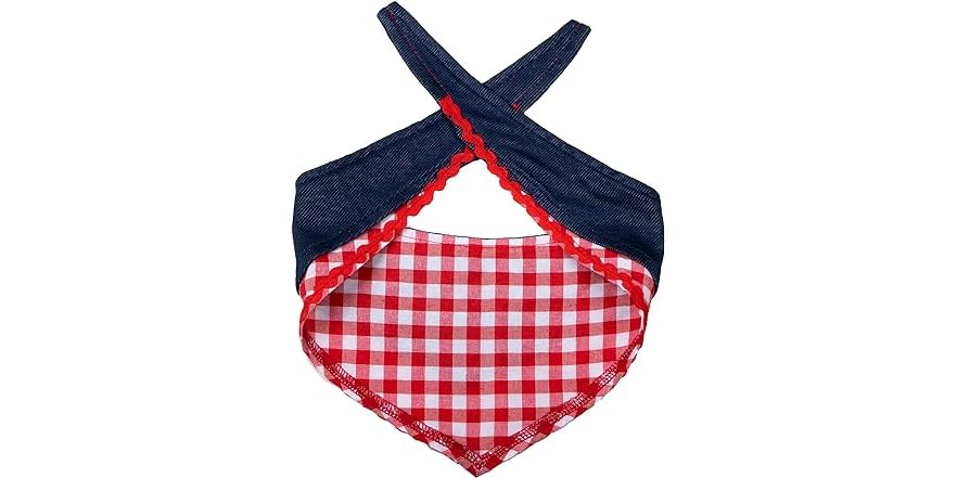 Doggy Parton Denim & Gingham Bandana