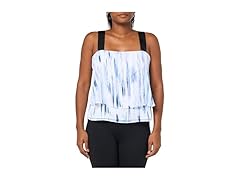 DKNY Womens Casual Flowy Printed Top White Multi