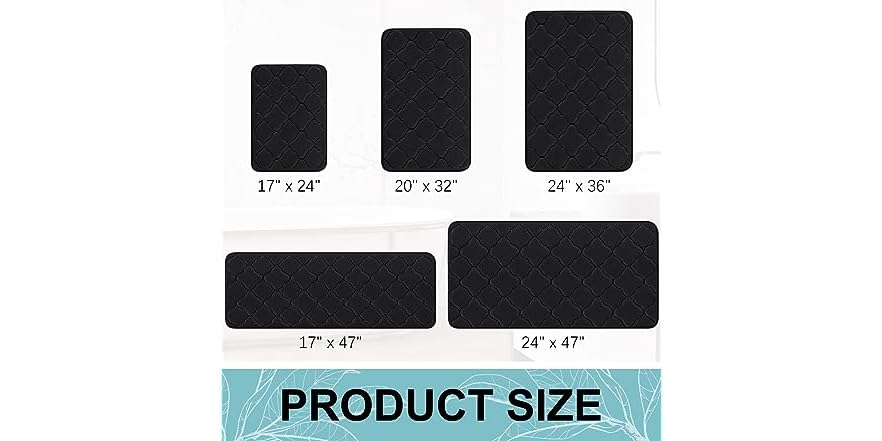OLANLY Bathroom Rug, 24x16, Black