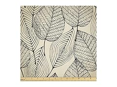 Ambesonne Beige Fabric by The Yard, Autumn Geometric Leaf