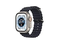 Apple Watch Ultra [GPS + Cellular 49mm] Titanium Case with Midnight Ocean Band, One Size (Renewed) (Open Box)