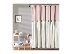 Lush Decor Linen Button Shower Curtain