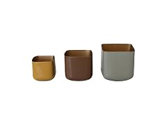 3-Piece Enameled Metal Square Planters