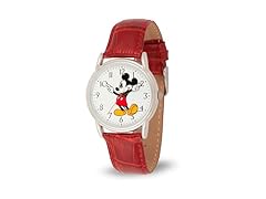 Disney Mickey Watch Mens Silver Red