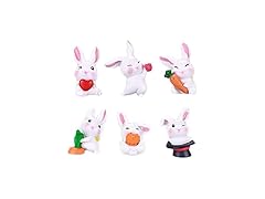 CiCy Miniature Rabbit Figurines, 6 Pcs