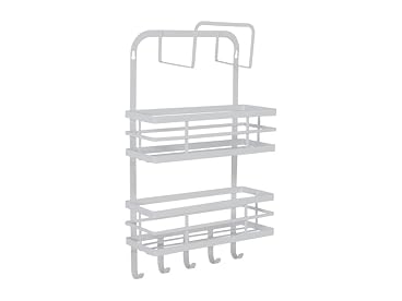 Mensola Per WC Honey-Can-Do 5 Livelli In Acciaio Nichel Satinato - Scaffale Soprawater Con Portarotolo Incluso