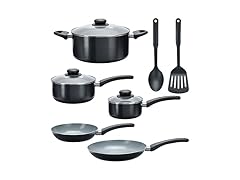 GoodCook Everyday Ceramic Cookware Set 10-Piece, Black