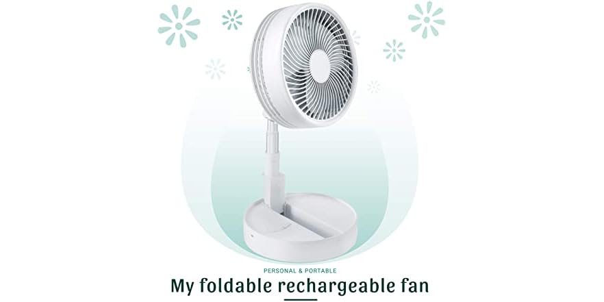 Bell Howell MY FOLDAWAY FAN Rechargeable Fan Ultra Lightweight Portable Compact Extendable To 4 Feet High With 3 Speed Modes As Seen On TV (6 - View #8