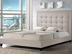 Hirst Platform Bed Beige- 2 Sizes