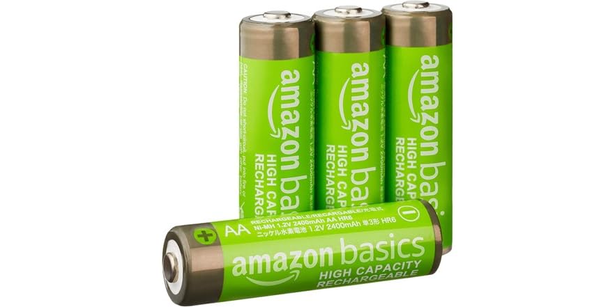 4-Pack AmazonBasics 2400mAh NiMH Rechargeable AA Batteries $4.99 + Free Shipping w/ Prime or $6 Fee per Order