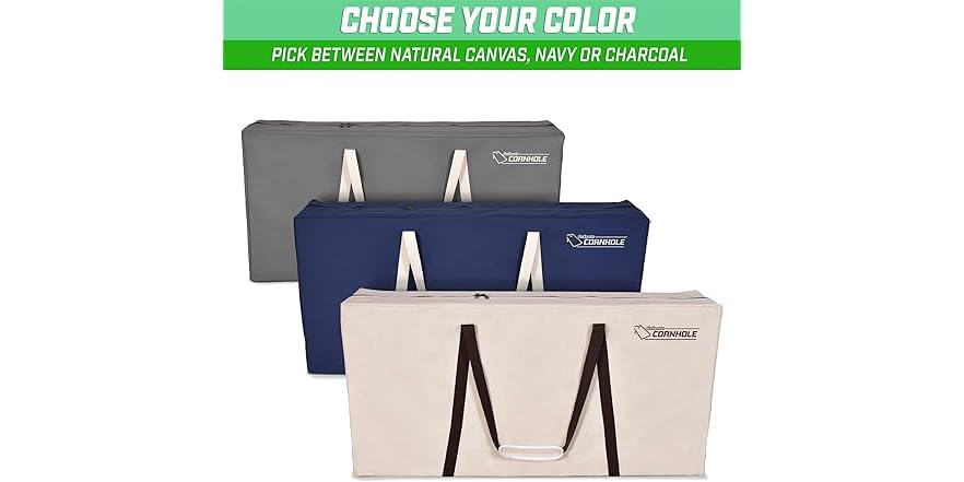 GoSports Canvas Cornhole Tote Bag - PRO Grade 4ft x 2ft Regularity - Choose between navy blue, grey and natural canvas colors