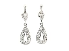 White Gold Drop Double Halo Earrings