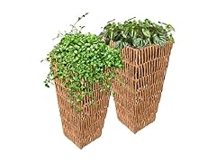 Sunnydaz Decor TAM-376 2 Hyacinth Poly-Wicker Planter