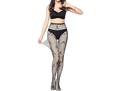 SAFSOU Women's (OS) Women's Skull fishnet tights