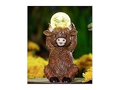 Solar Highland Cow Outdoor Garden Statue