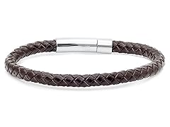 Hang Ten Brown Leather Braided Bracelet