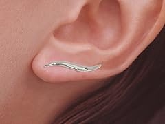 Silver Classic Polished Ear Pin Earrings