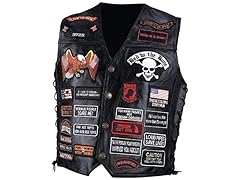 Diamond Plate Rock Design Genuine Buffalo Leather Biker Vest
