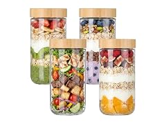 Vtopmart 4 Pack 24oz Glass Oats Containers W/ Bamboo Lids