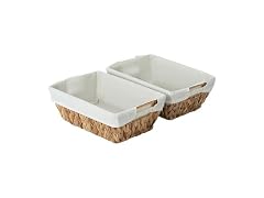 Suptinwear Wicker Storage Basket with Liner and Handles