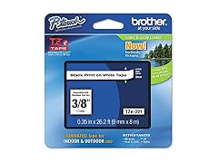 Brother(R) TZe-221 Black-On-White Tape, 0.38in. x 26.2ft., BRTTZ221
