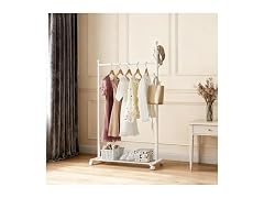 Takywep 41.34'' Length Standing Coat Rack with Wheels White