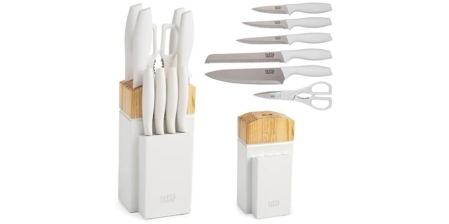 Tasty 10-Piece Kitchen Knife Set w/ Block for $15 + free shipping w/ Prime