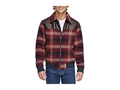 Men's Mixed Media Western Plaid Bomber (S)