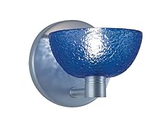 Boule 1-Light Blue Textured Glass Shade Wall Sconce