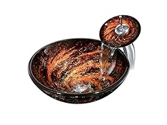 VIGO Northern Lights Glass Vessel Sink & Waterfall Faucet Set in Chrome