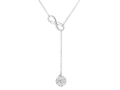 18K White Gold Ball Drop Necklace