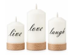 3 Piece Battery Operated Candle Set with Jute Twine