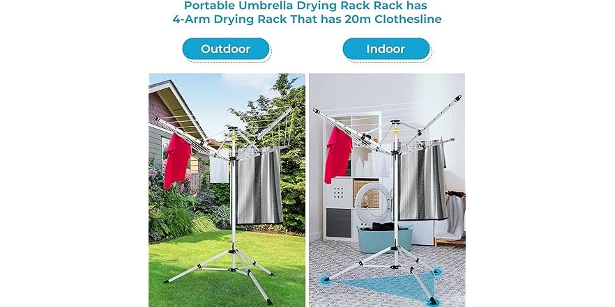 JS HANGER Portable 4-arm Aluminum Drying Rack (Open Box)