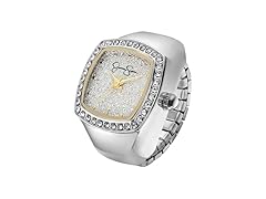 Jessica Simpson Silver Ring Watch Crystal Dial