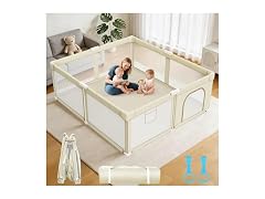 Abdtech Foldable Baby Playpen, Beige