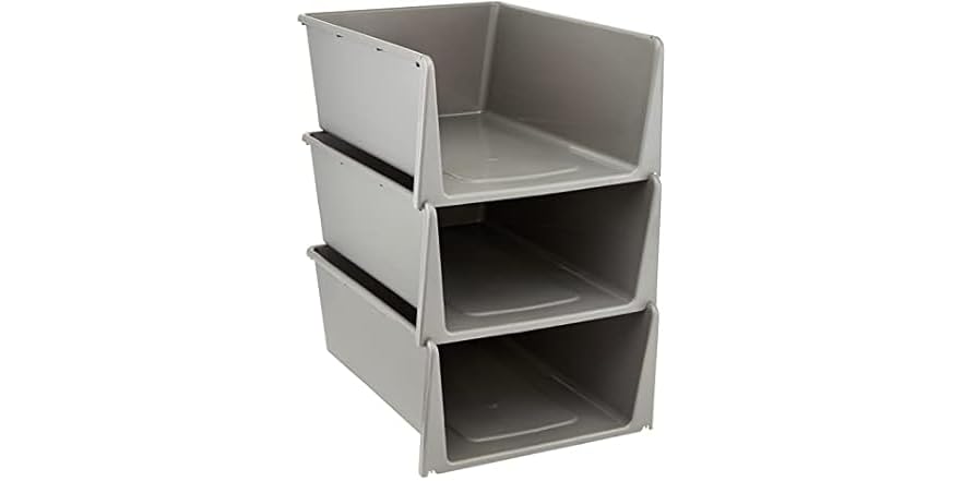 Stackable Storage Containers, 3 Pack
