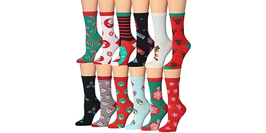 Tipi Toe 12 Pairs Christmas Crew Socks