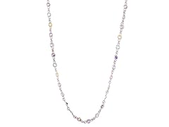 Sterling Silver Multi Colored AAA CZ Bezel Link Necklace