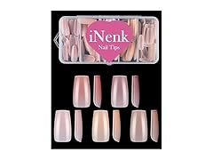 INENK Medium Wide Coffin Nail Tips, Colo