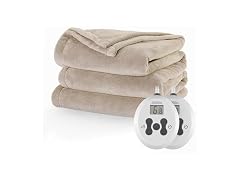 Sunbeam Royal Luxe Heated Beige Blanket, Queen